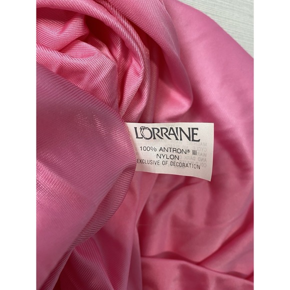 Vintage Lorraine Nightgown Womens 2X Pink‎ Button Front Lace Sleeves - Picture 6 of 8